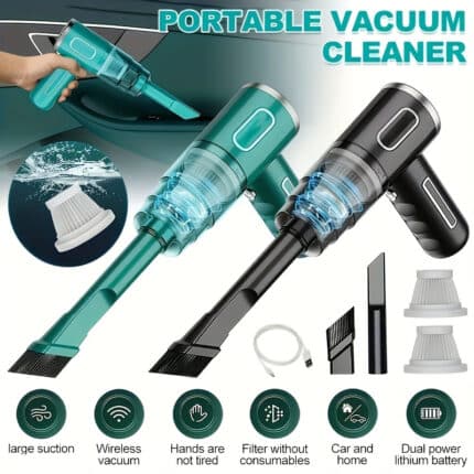 Portable Home And Car Vacuum Cleaner USB Rechargeable Car Dust Cleaner Handheld Super Power Home Wireless Vacuum Cleaner For Automobile Household