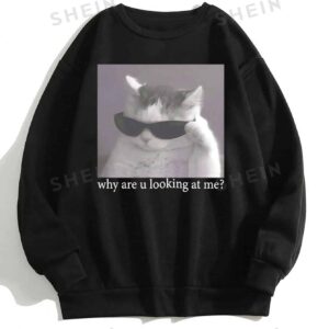 Cat سويت شيرت مبطن حراريًا برسوم